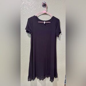 Popyoung Black Lace Trim Mini Dress